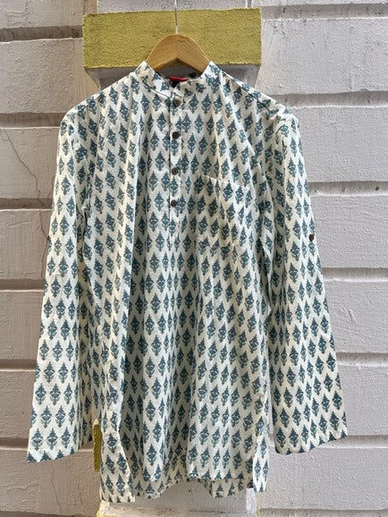 Blue motif short kurta