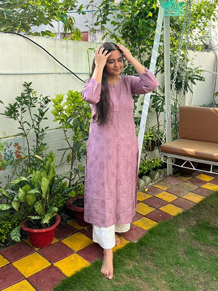 Chanderi Straight Kurti with Mukaish work
