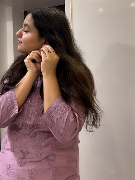Chanderi Straight Kurti with Mukaish work