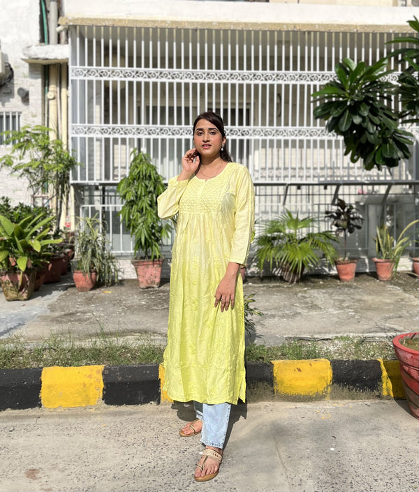 Chanderi lime Dual Shade