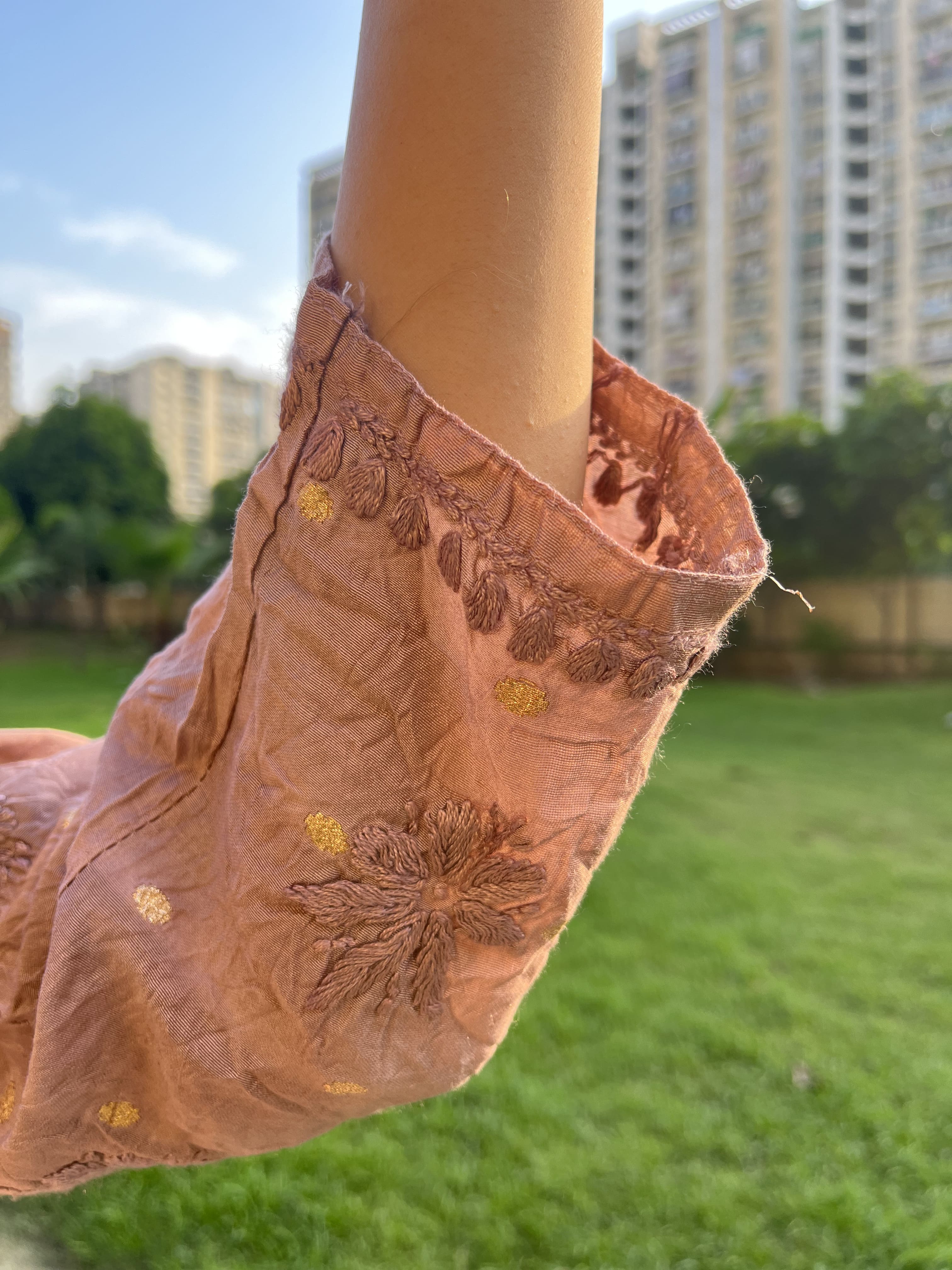 Chanderi Straight Kurti with Mukaish work