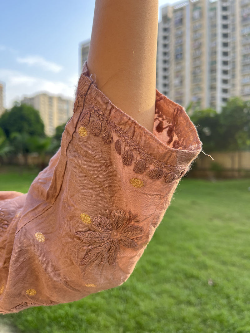 Chanderi Straight Kurti with Mukaish work
