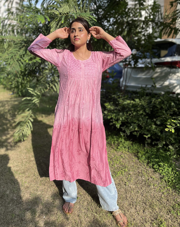 Chanderi Pink Dual Shade