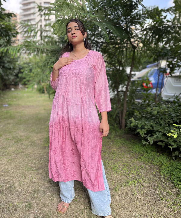 Chanderi Pink Dual Shade