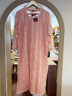 Chikankari Hand Jaal Kurti (Inner Attached)