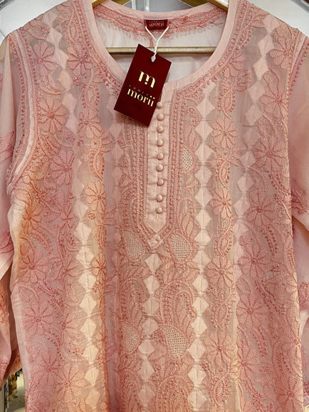 Chikankari Hand Jaal Kurti (Inner Attached)