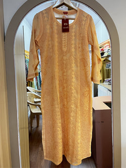 Chikankari Hand Jaal Kurti (Inner Atached)