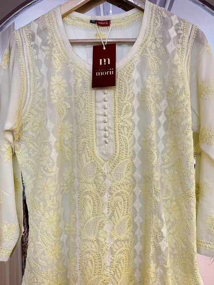Chikankari Hand Jaal kurti (Inner Attached)