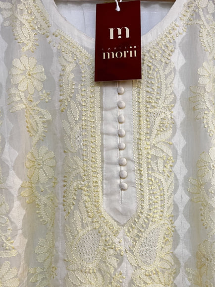 Chikankari Hand Jaal kurti (Inner Attached)