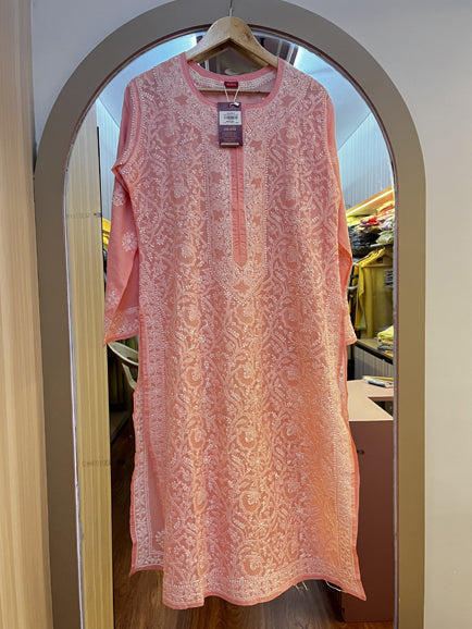 Chikankari Hand Jaal Kurti (Inner attached)