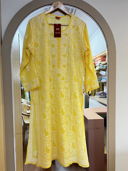 Chikankari Hand Jaal Kurti (Inner Attached)