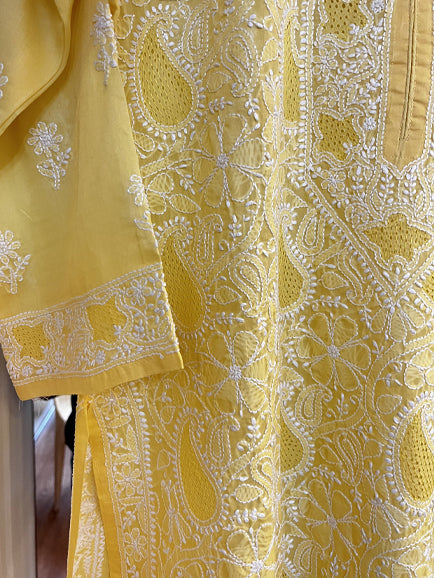 Chikankari Hand Jaal Kurti (Inner Attached)