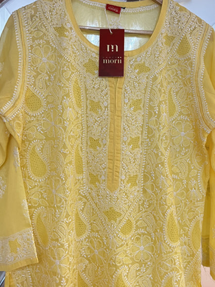Chikankari Hand Jaal Kurti (Inner Attached)