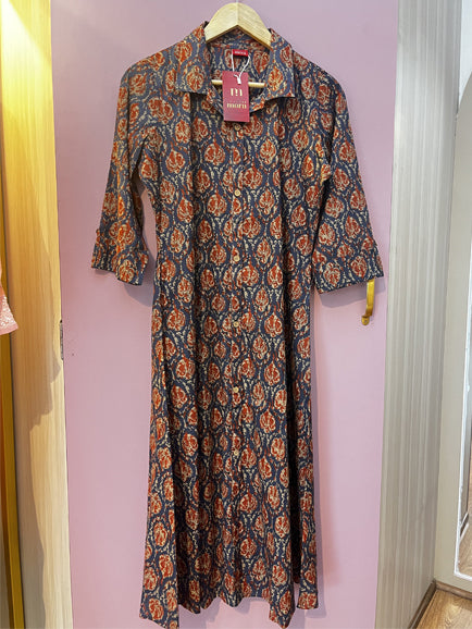 Long A Line Handblock Print Kurti