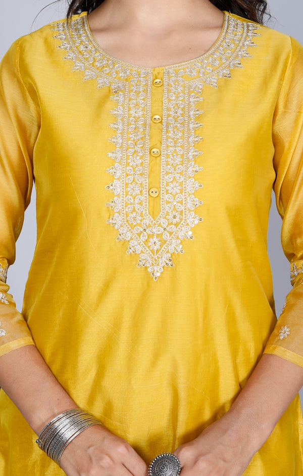 Mustard Yellow Organza Suit set