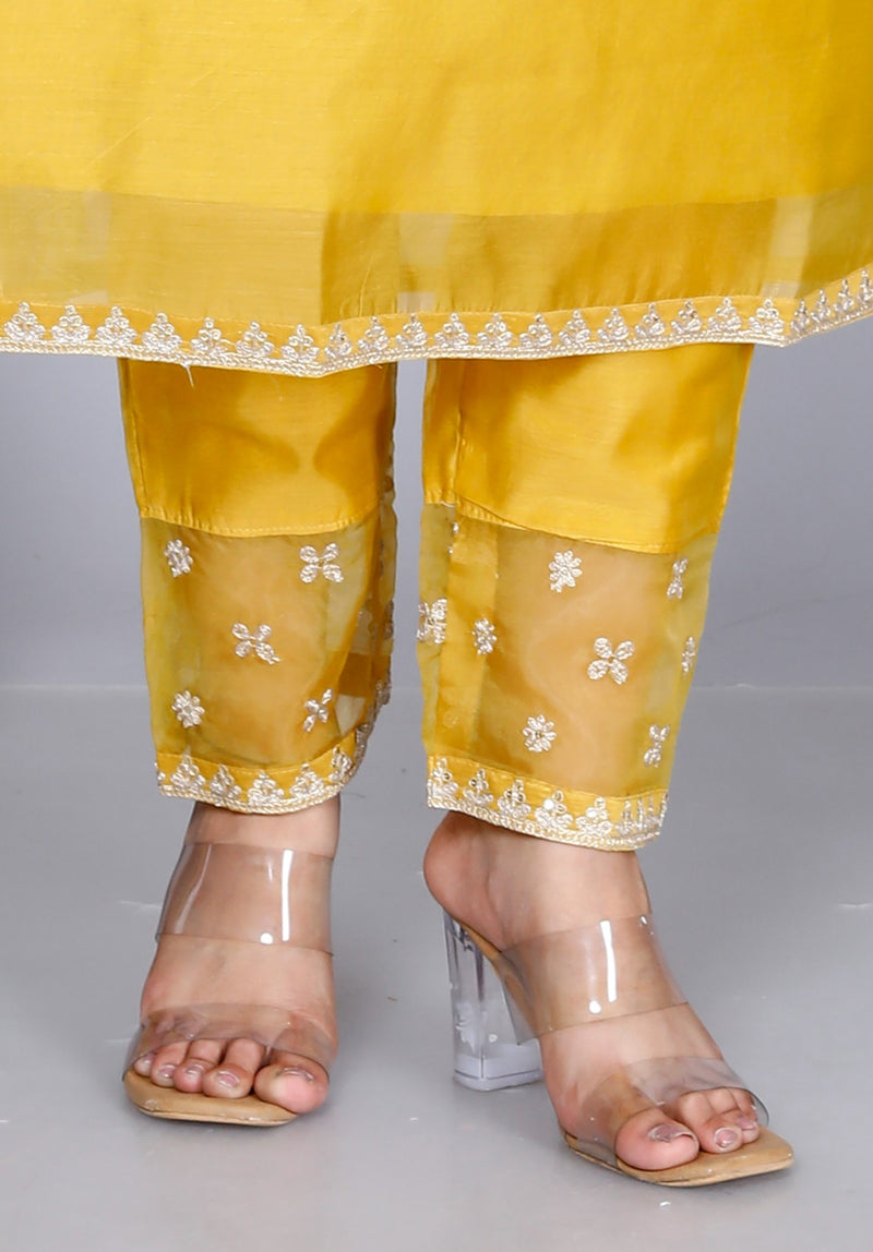 Mustard Yellow Organza Suit set