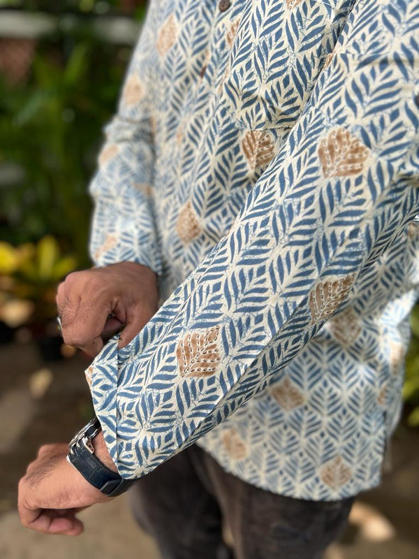 Blue Leaf motif short kurta