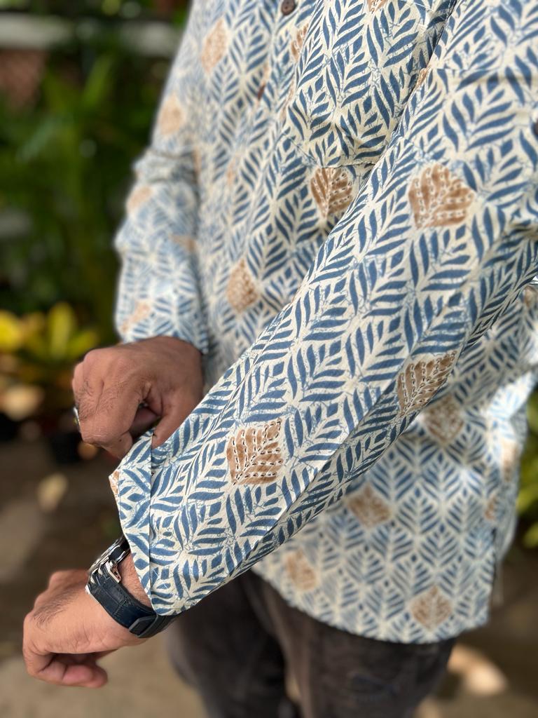Blue Leaf motif short kurta