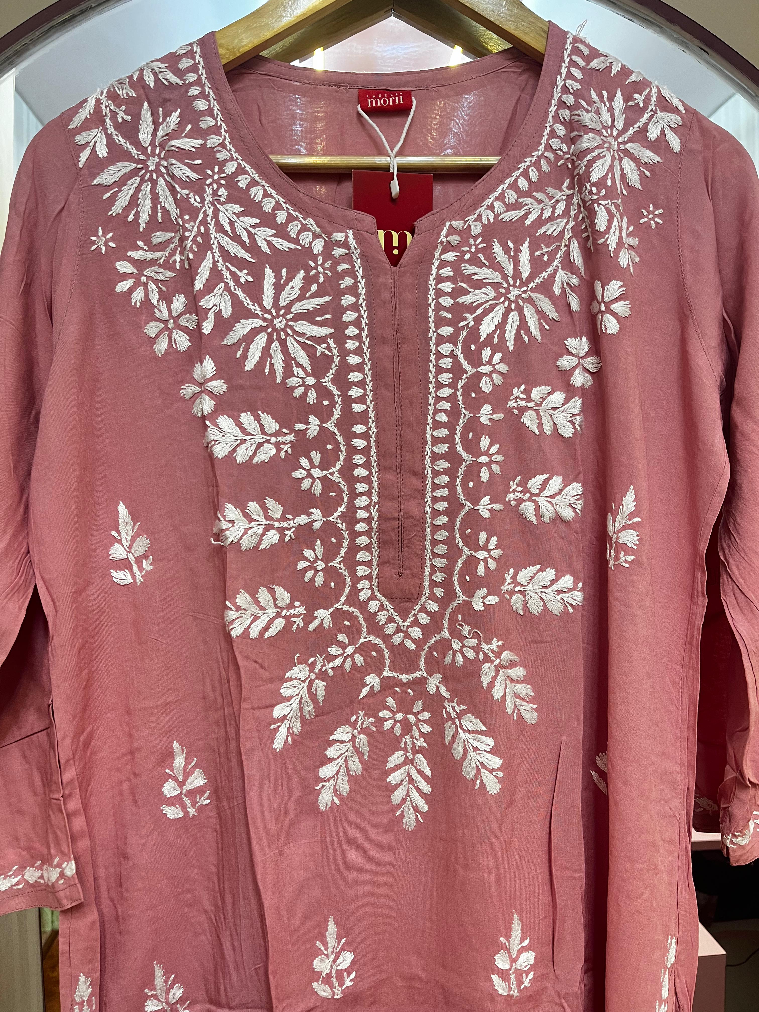 Pastel Pink Modal Cotton Chikankari Kurta set