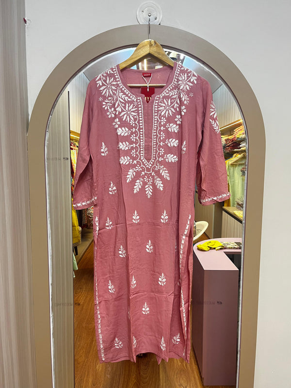 Pastel Pink Modal Cotton Chikankari Kurta set