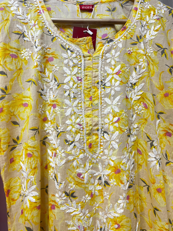 Yellow Mul Cotton Chikankari Kurta set