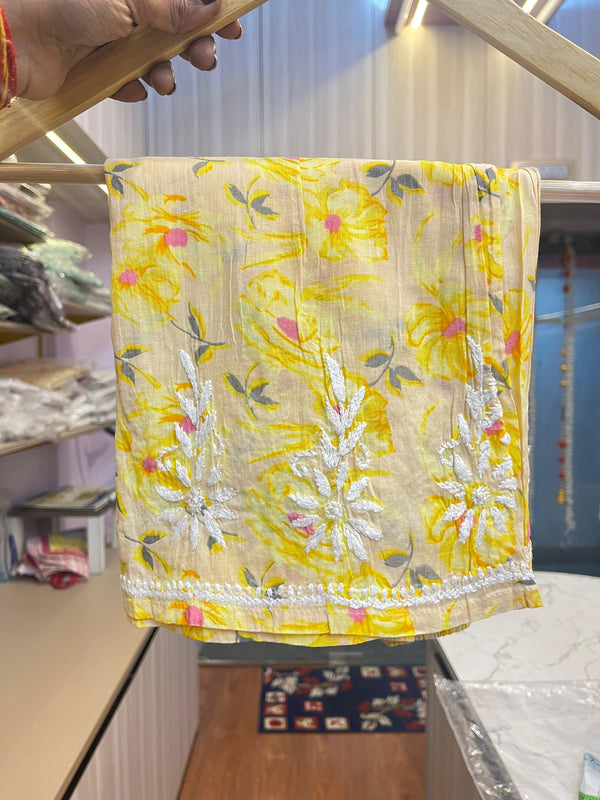 Yellow Mul Cotton Chikankari Kurta set