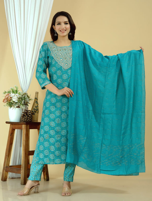 Blue Muslin suit set