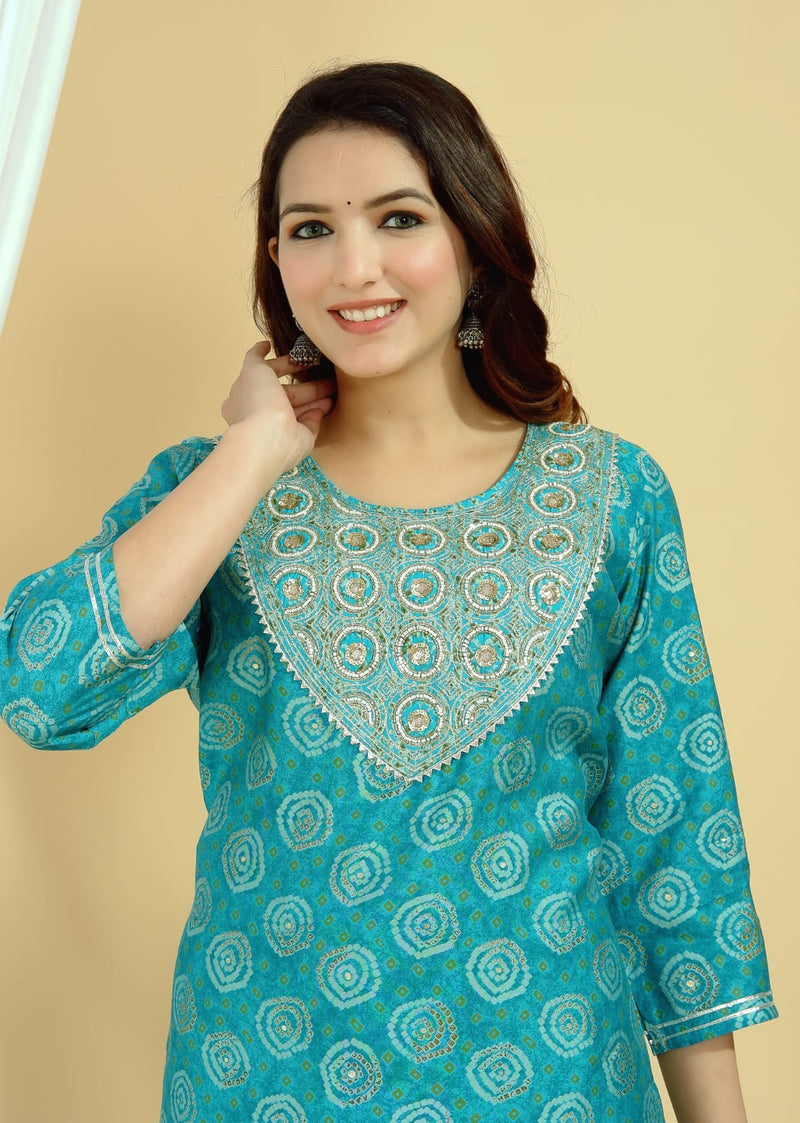 Blue Muslin suit set