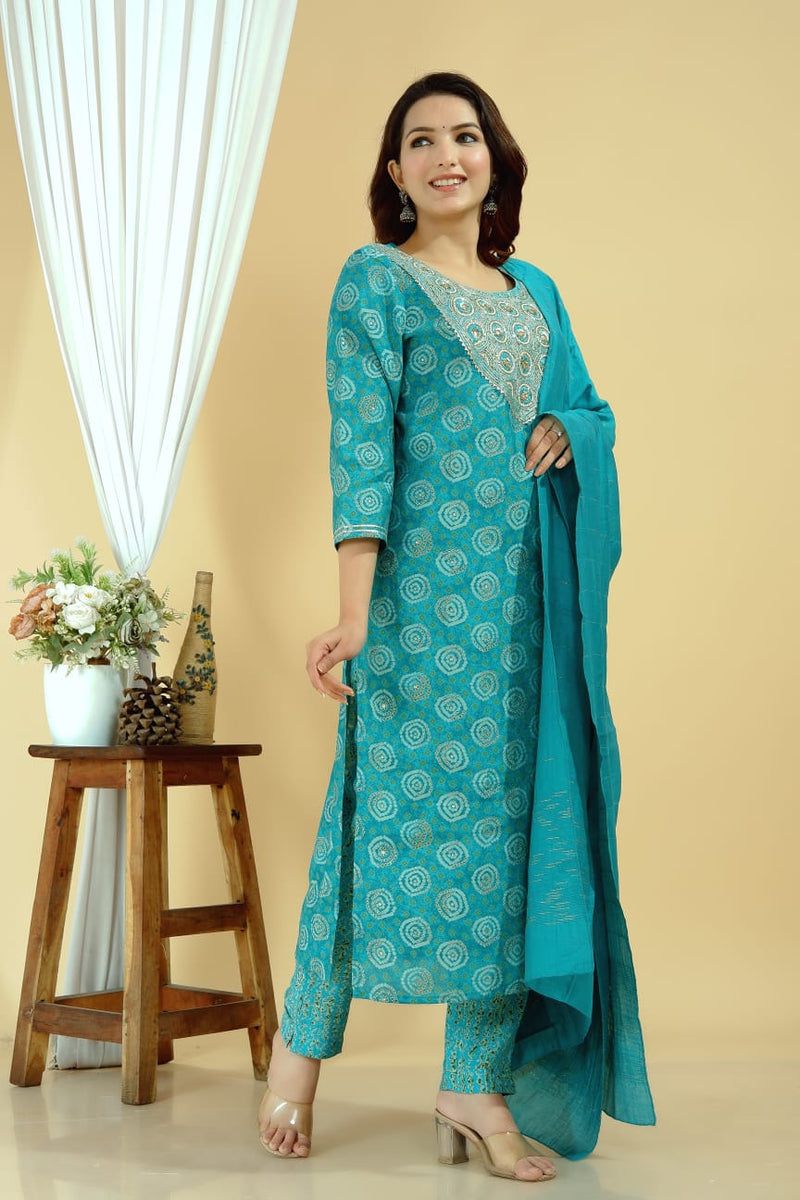 Blue Muslin suit set