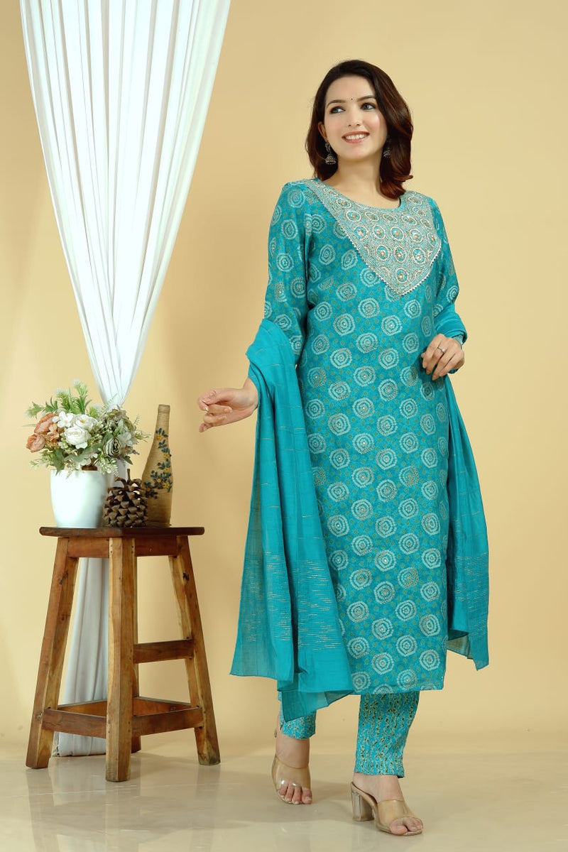 Blue Muslin suit set