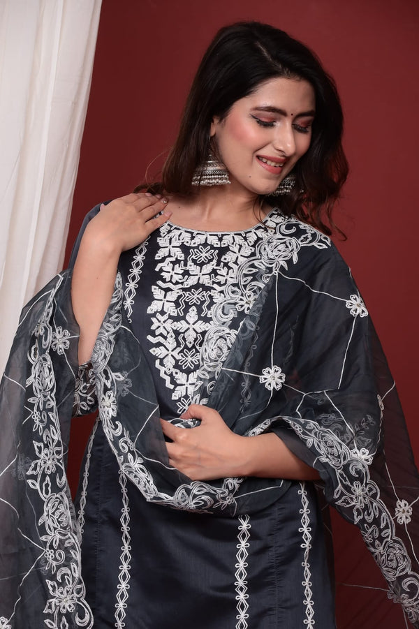 Grey organza suit set