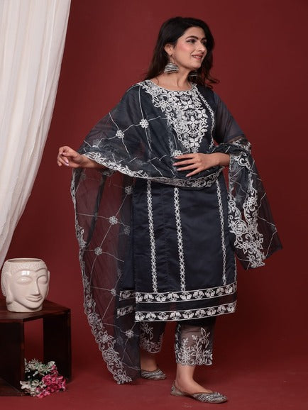 Grey organza suit set