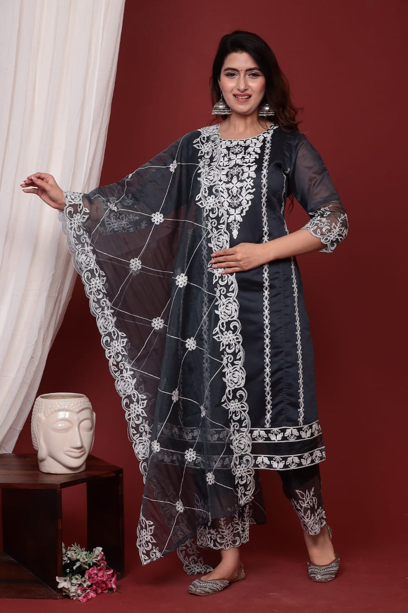 Grey organza suit set