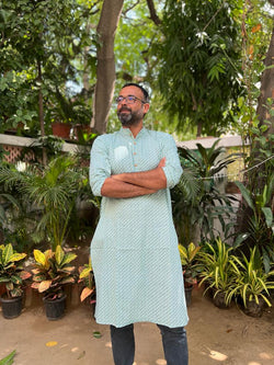 Green leaf print Long kurta