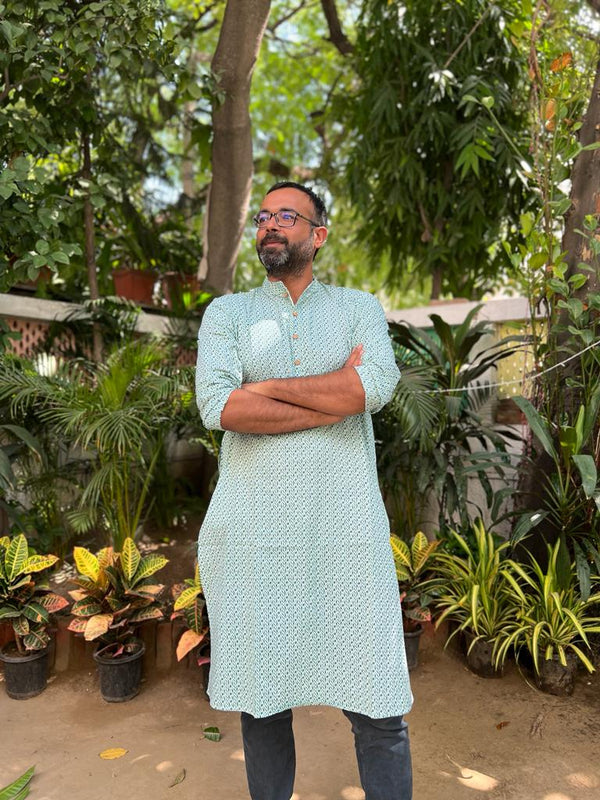 Green leaf print Long kurta