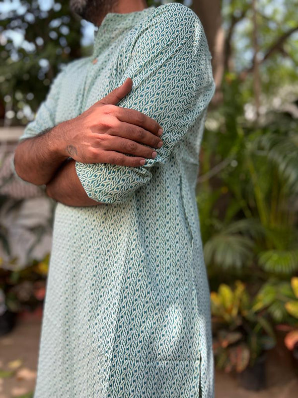 Green leaf print Long kurta