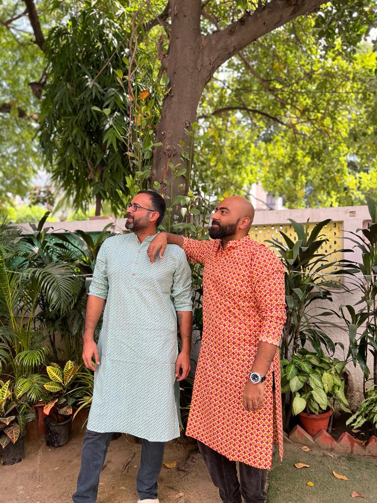 Red floral long kurta