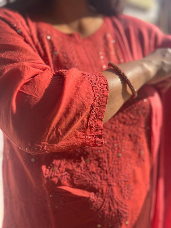 Chikankari Mukaish Sharara set (Inner Attached)